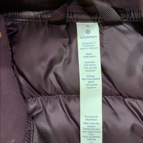 NWOT Lululemon Purple Down for a Run Vest - Picture 5 of 5